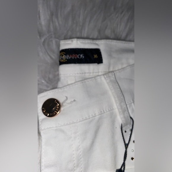 Cristina Barros Women's White Floral Embroidery Jeans - Straight Leg Cotton - Picture 9 of 9